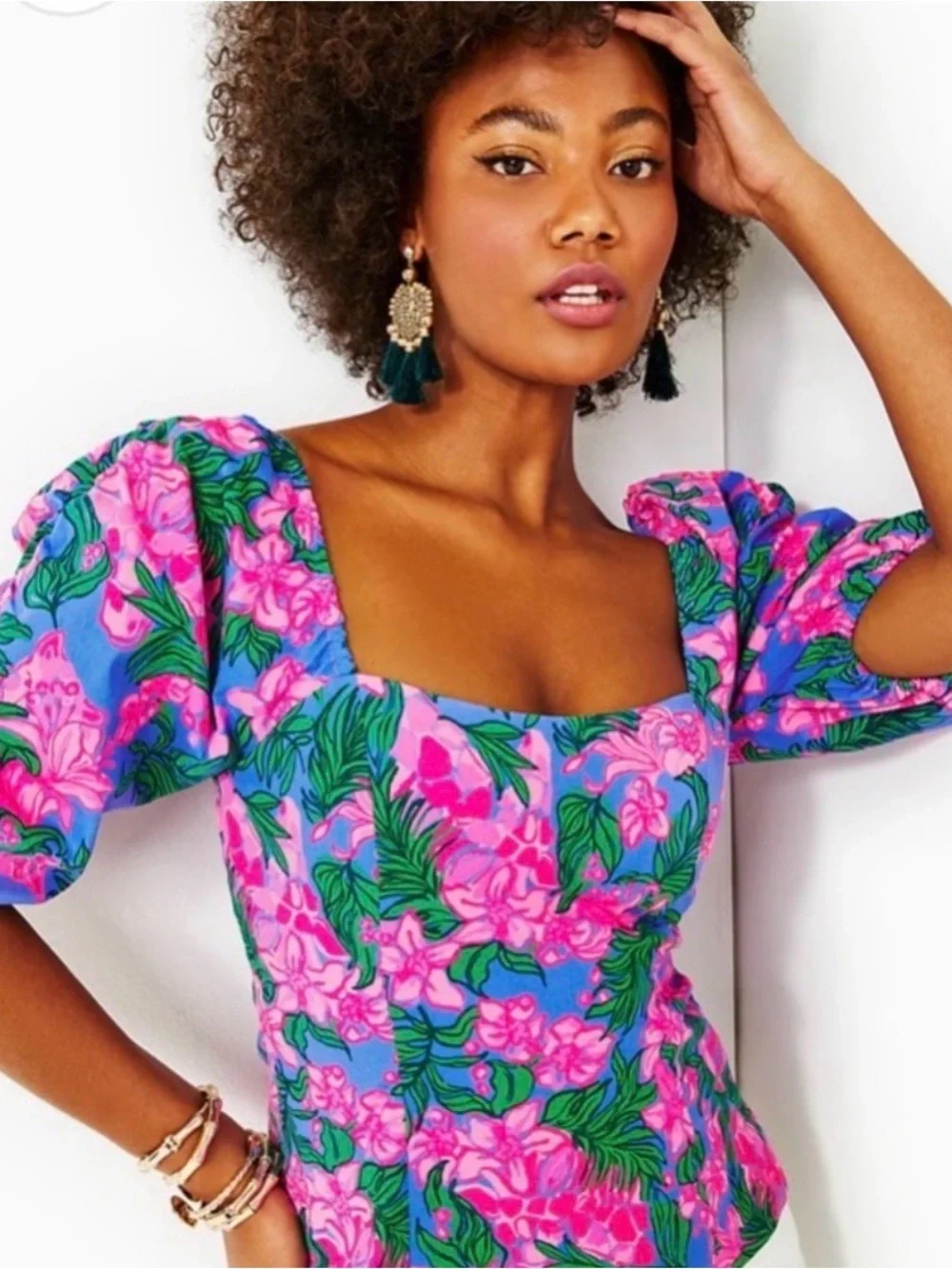 🌺Lilly Pulitzer Bitsy Stretch Cotton Top Cerise Pink Safari Sunset NWT